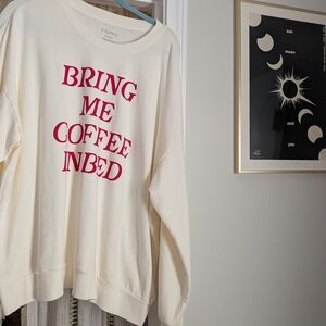 Cream Sweatshirt with Red Text